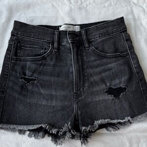 Abercrombie & Fitch Black Distressed Cutoff Denim Shorts